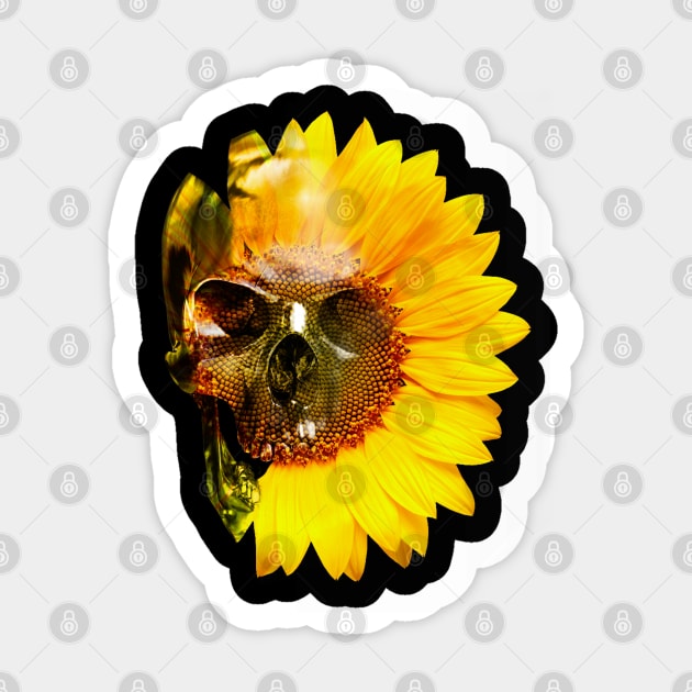 bizarre Skull with Sunflower Sticker by Hispaniola-Fineart